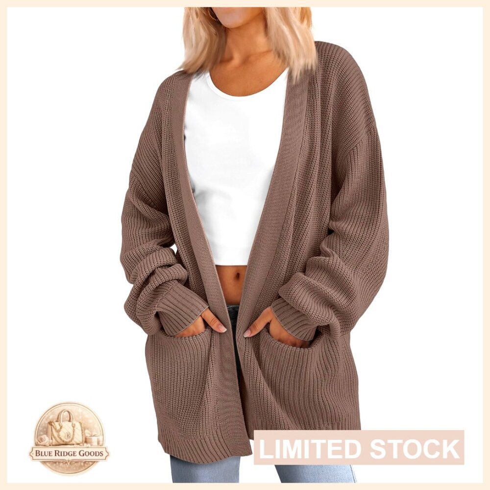 Oversized Soft Knit Cardigan Sweater with Pockets